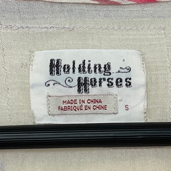 Anthropologie Holding Horses Plaid Semi Sheer Button Up Shirt - Picture 5 of 5